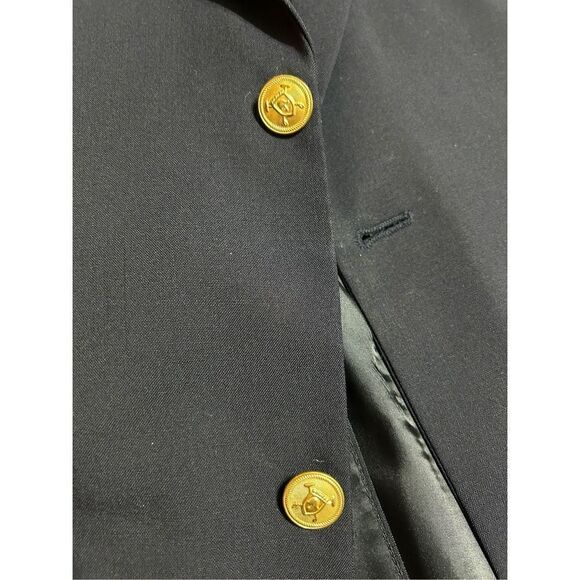 Alan Flusser Wool 2 Gold Button Blazer 44L Blue - Picture 4 of 10